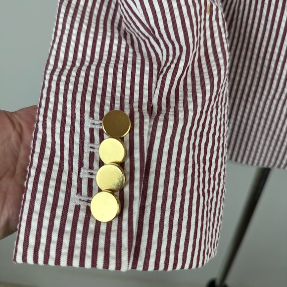 J.Crew Schoolboy Blazer Women’s 12 Red White Stripe Cotton Lined Jacket - Picture 6 of 13